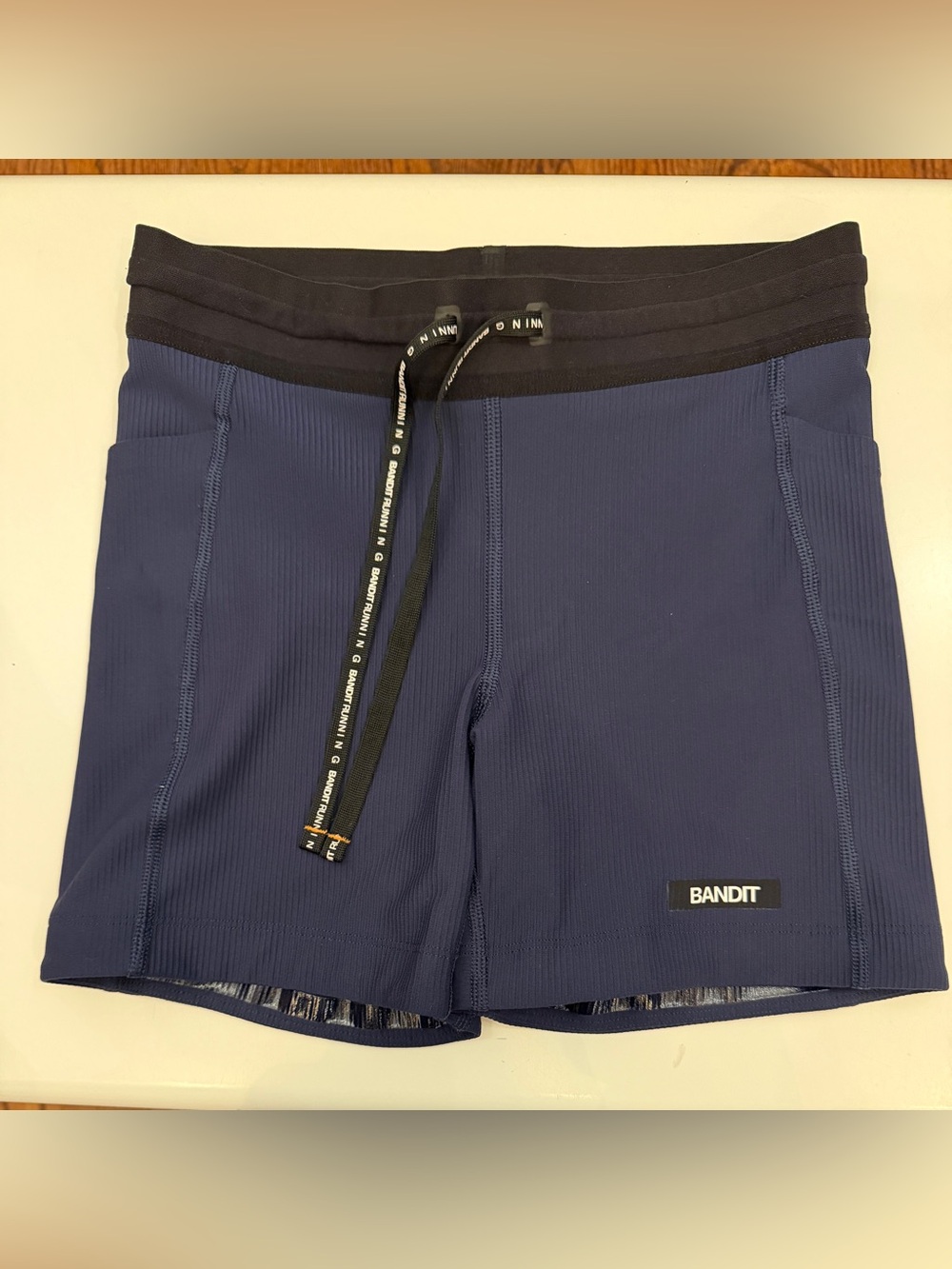 Bandit Navy Cadence Ribbed 5 Inch Compression Shorts XS